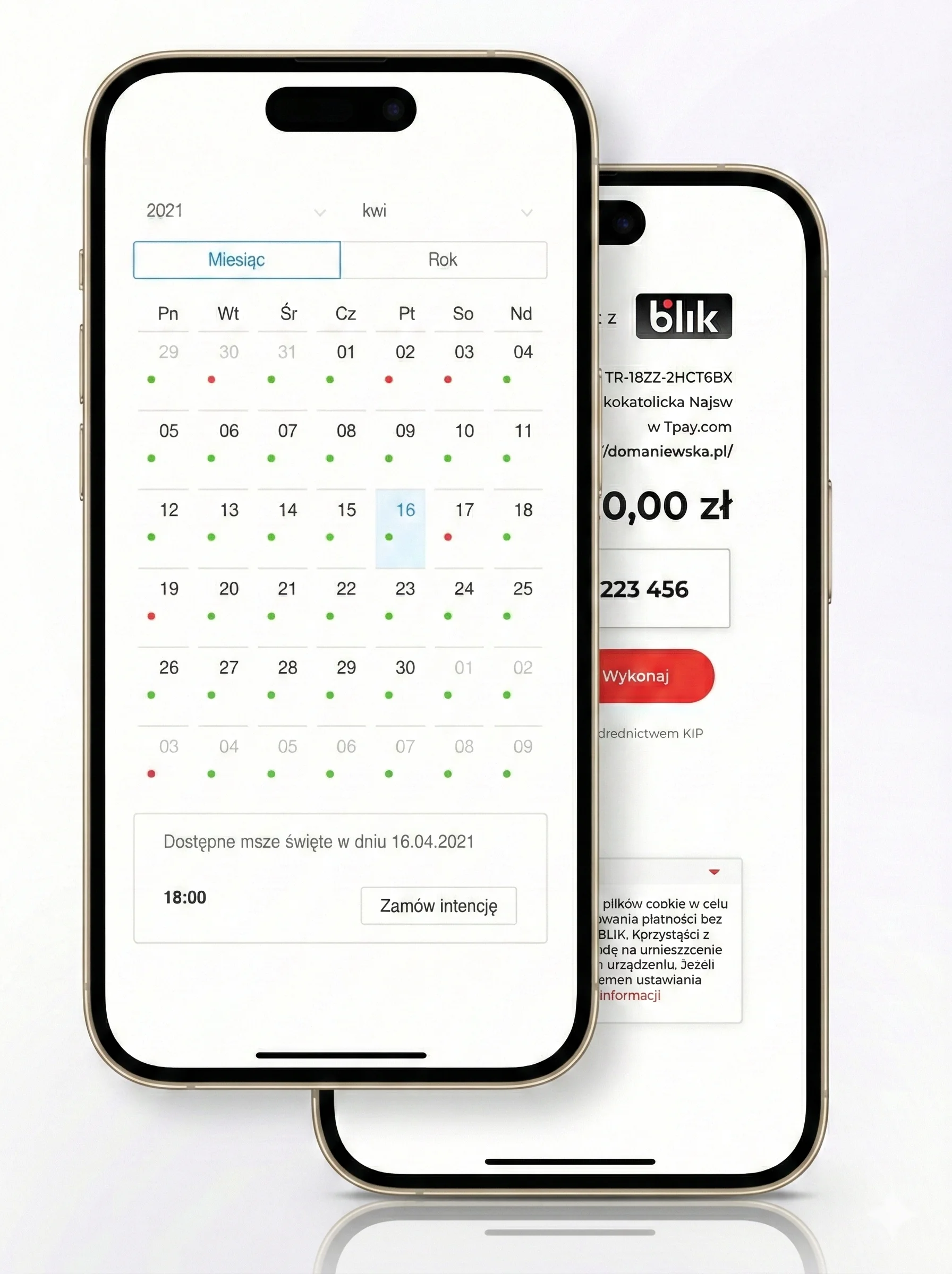 Aplikacja Parafio - kalendarz intencji i płatność BLIK